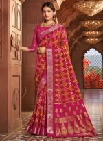 Soft Silk Pink Festival Wear Printed Saree